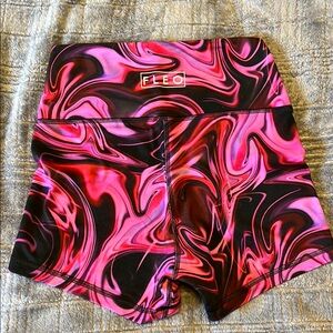 FLEO Women's Pink and Black Swirl Shorts